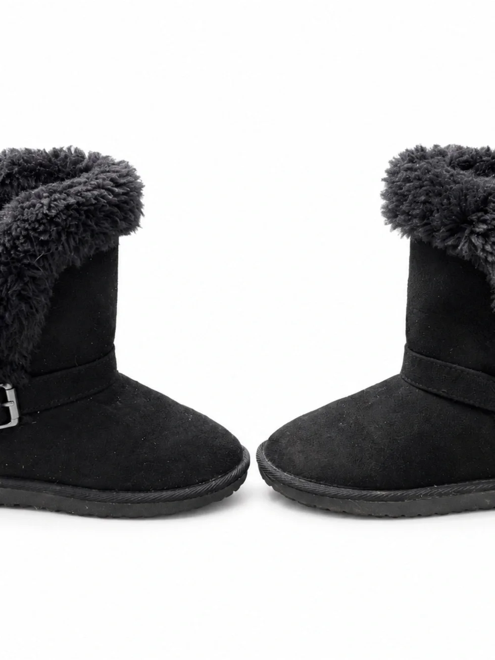 The Children’s Place Girls Black Faux Fur Buckle Chalet Boots Size 1